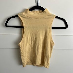 💛 Buy Two, Get One 💛 Yellow Sleeveless Cropped Top with Short Turtle Neck